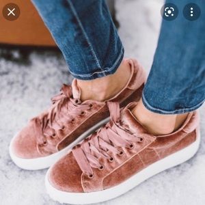 Pink velvet Steve Madden sneakers